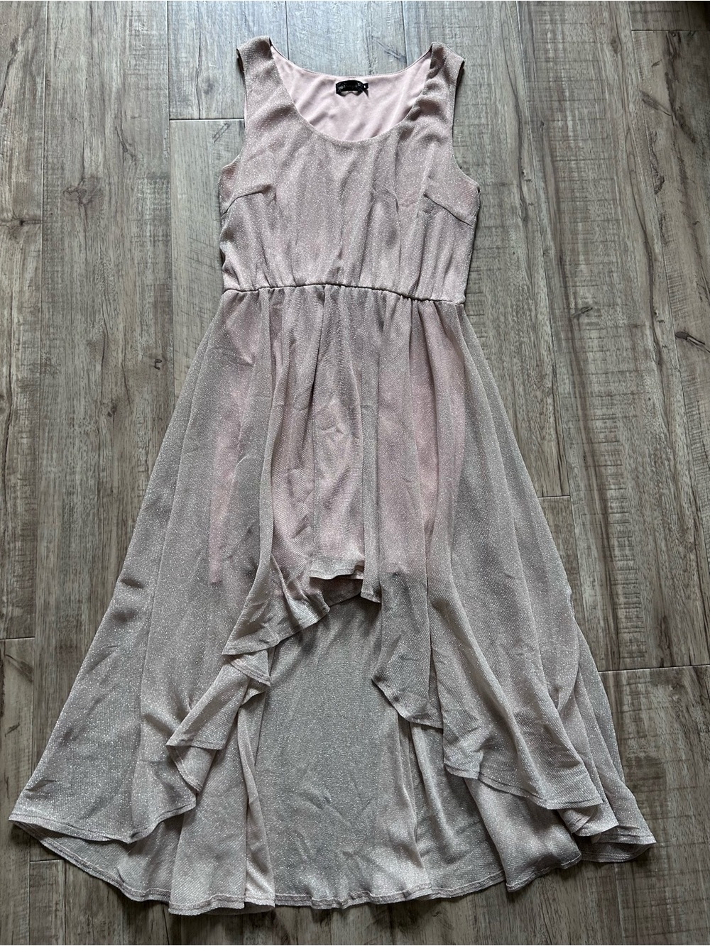 Holiday metallic Sparkle Pink gold champagne High-Low Party Dress wedding
